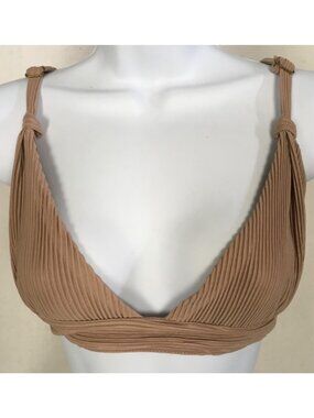 JLuxLabel Triangle Halter Top Size M Lt Brown Adjustable Straps Back Close New